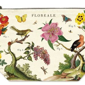 Cavallini Papers & Co. Wildflowers Vintage Pouch Canvas Zippered NWT